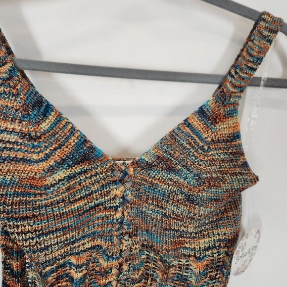 NWT Jolie & Joy Lace Up Crochet Tank Top - Rust Size Large - Picture 6 of 7